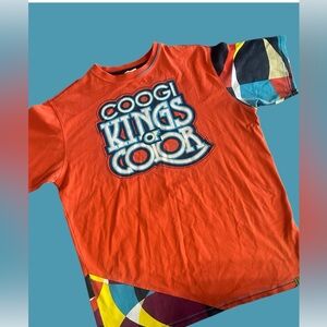 Vintage COOGI Shirt Mens 3XL Blue Graphic Kings of Color Colorblock